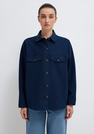  Mavi Lacivert Gömlek Oversize / Geniş Kesim 1211181-82318