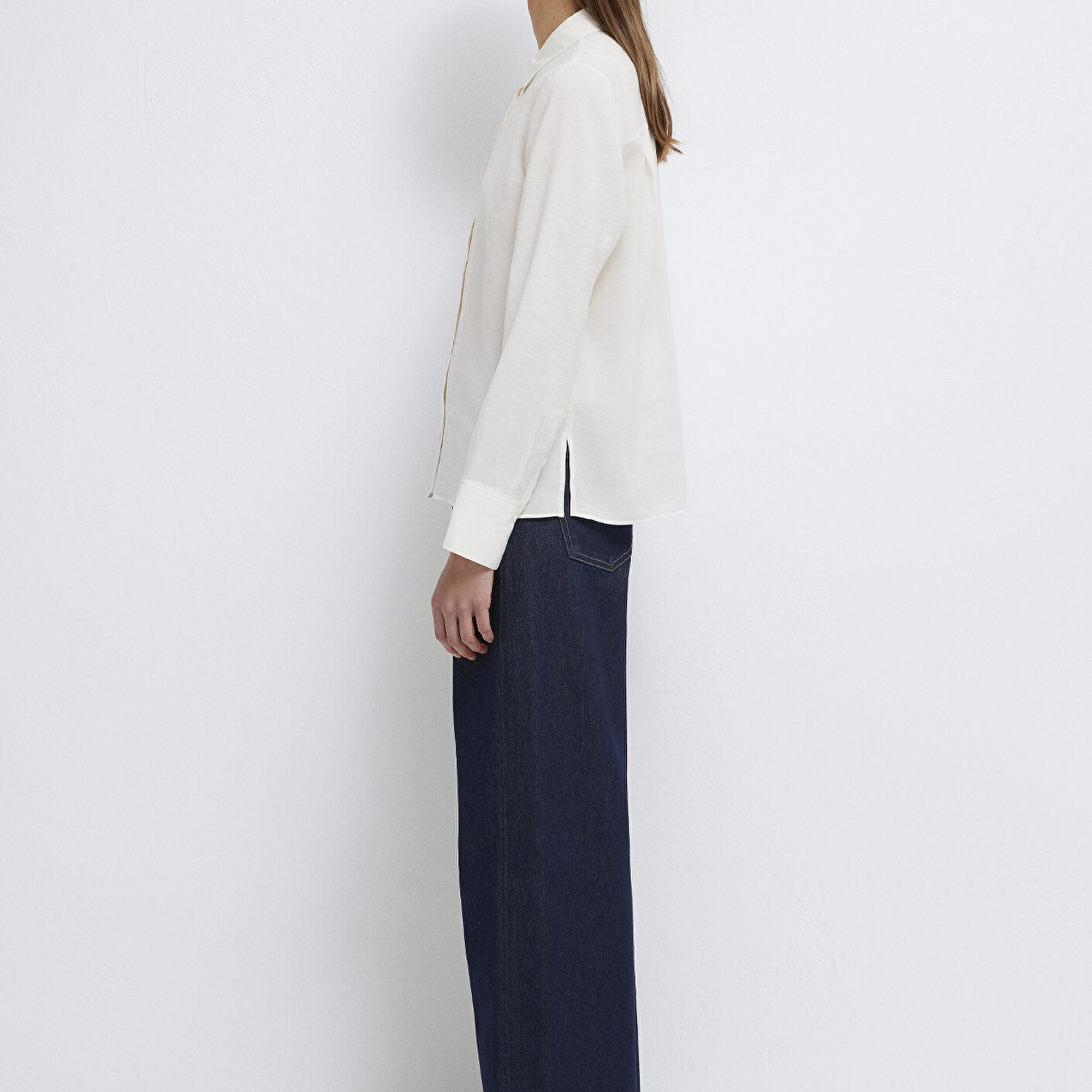 Mavi (TENCEL™) Liyosel Karışımlı Ekru Gömlek Regular Fit / Normal Kesim 1211374-70057