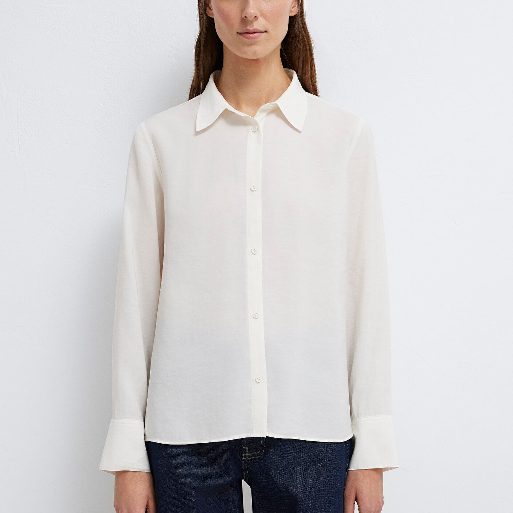 Mavi (TENCEL™) Liyosel Karışımlı Ekru Gömlek Regular Fit / Normal Kesim 1211374-70057