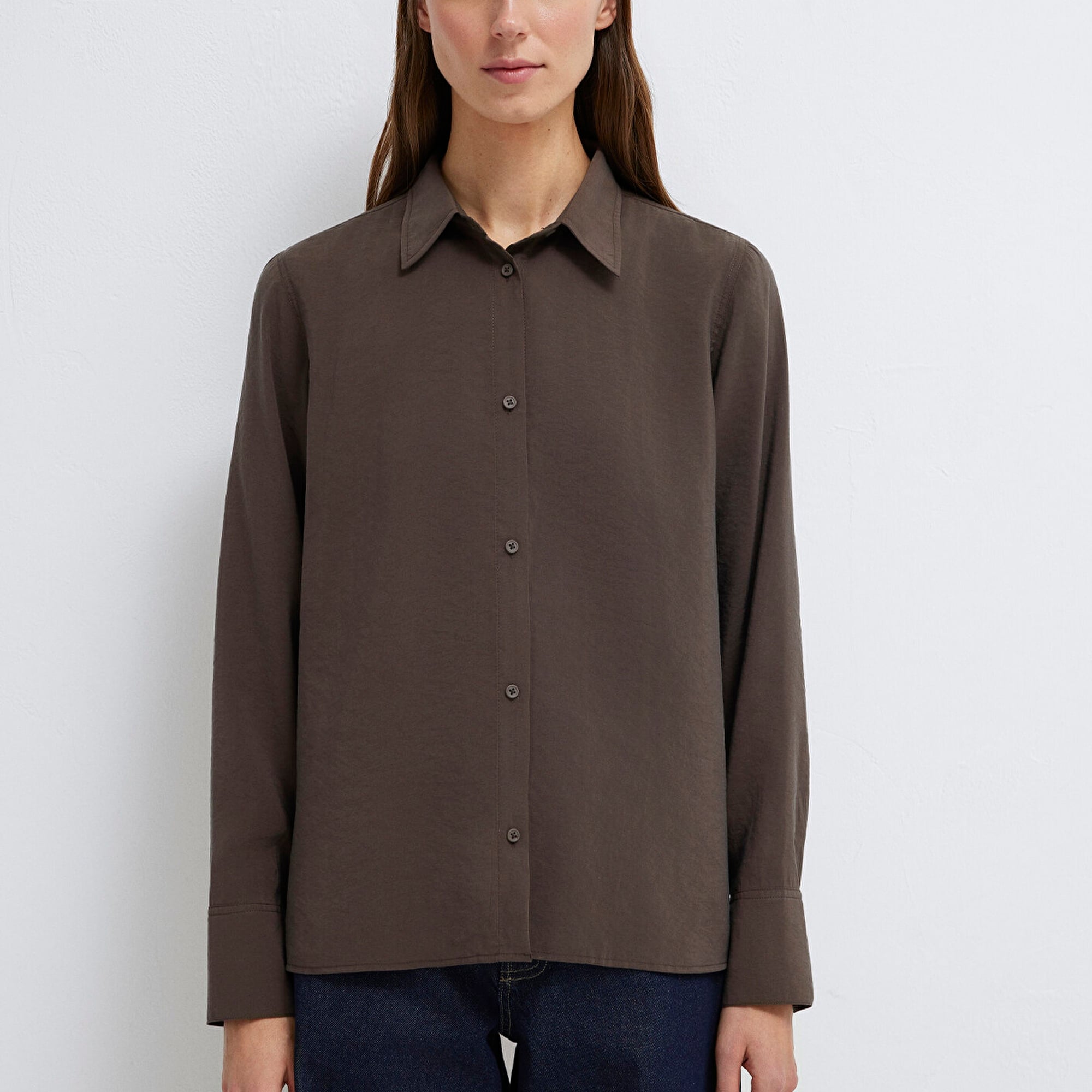 Mavi (TENCEL™) Liyosel Karışımlı Kahverengi Gömlek Regular Fit / Normal Kesim 1211374-70238