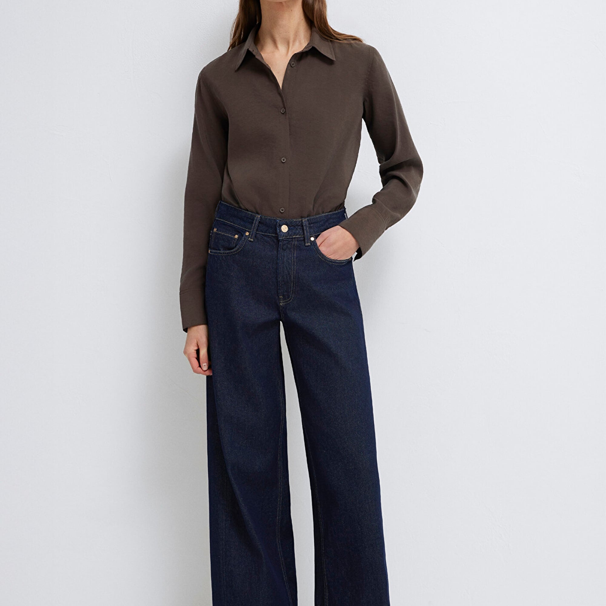 Mavi (TENCEL™) Liyosel Karışımlı Kahverengi Gömlek Regular Fit / Normal Kesim 1211374-70238