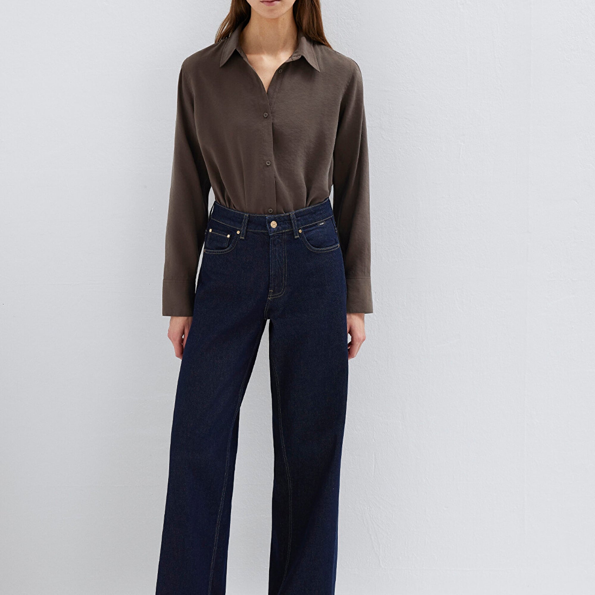 Mavi (TENCEL™) Liyosel Karışımlı Kahverengi Gömlek Regular Fit / Normal Kesim 1211374-70238