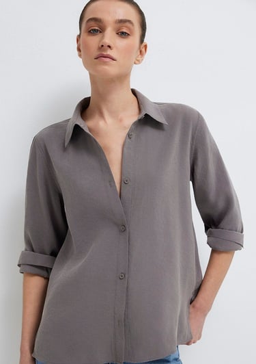  Mavi Antrasit (TENCEL™) Gömlek Regular Fit / Normal Kesim 1211374-90721