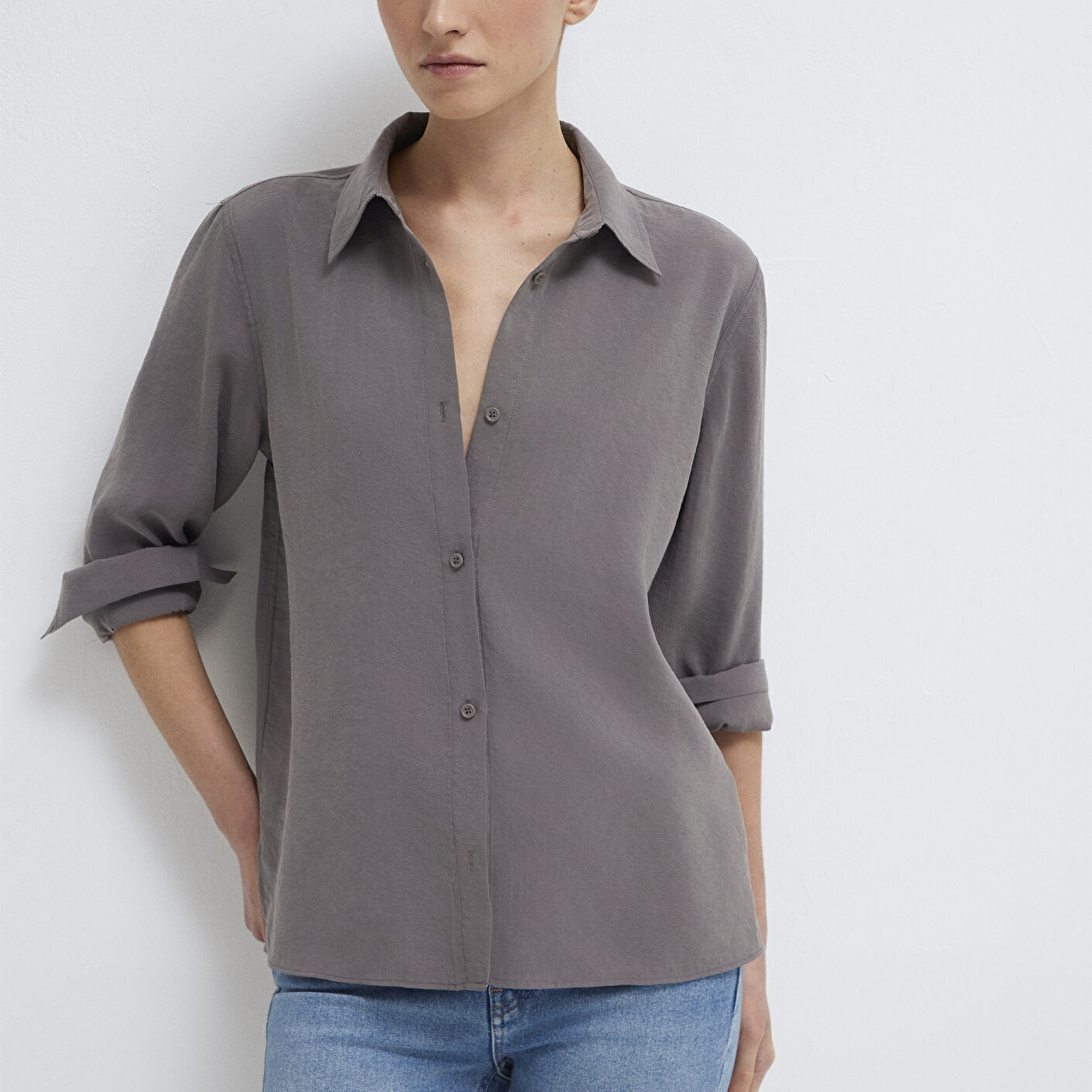 Mavi Antrasit (TENCEL™) Gömlek Regular Fit / Normal Kesim 1211374-90721