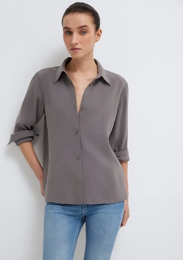  Mavi Antrasit (TENCEL™) Gömlek Regular Fit / Normal Kesim 1211374-90721