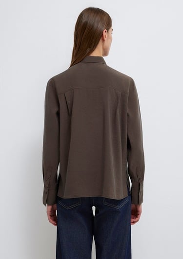  Mavi (TENCEL™) Liyosel Karışımlı Kahverengi Gömlek Regular Fit / Normal Kesim 1211374-70238