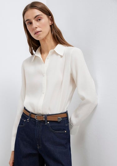  Mavi (TENCEL™) Liyosel Karışımlı Ekru Gömlek Regular Fit / Normal Kesim 1211374-70057