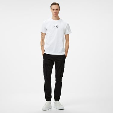  Calvin Klein Jeans Monologo Erkek Beyaz T-Shirt