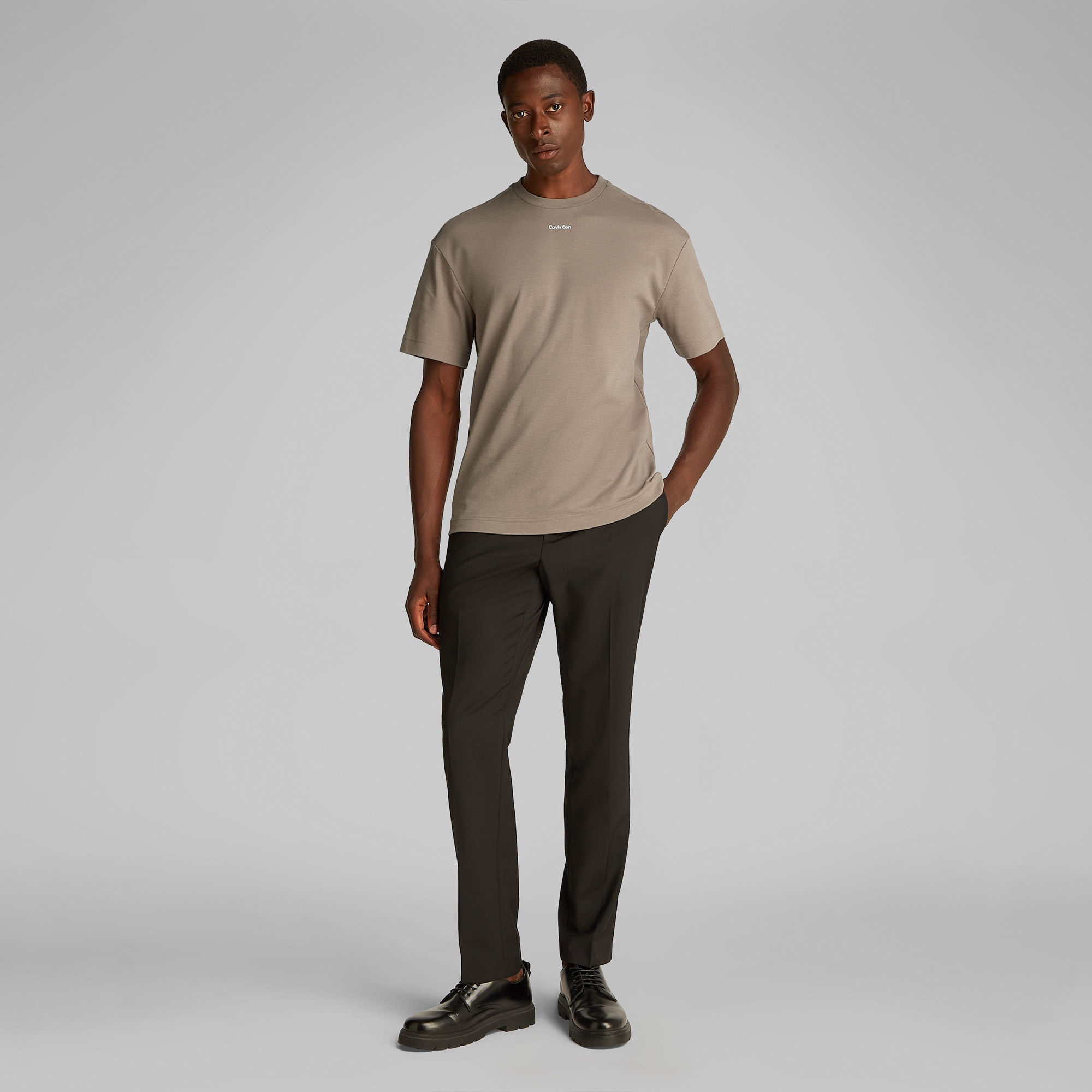 Calvin Klein Nano Logo İnterlo Erkek Kahverengi T-Shirt