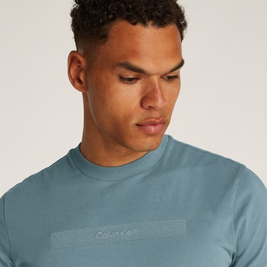  Calvin Klein Structured Embroidery Erkek Mavi T-Shirt