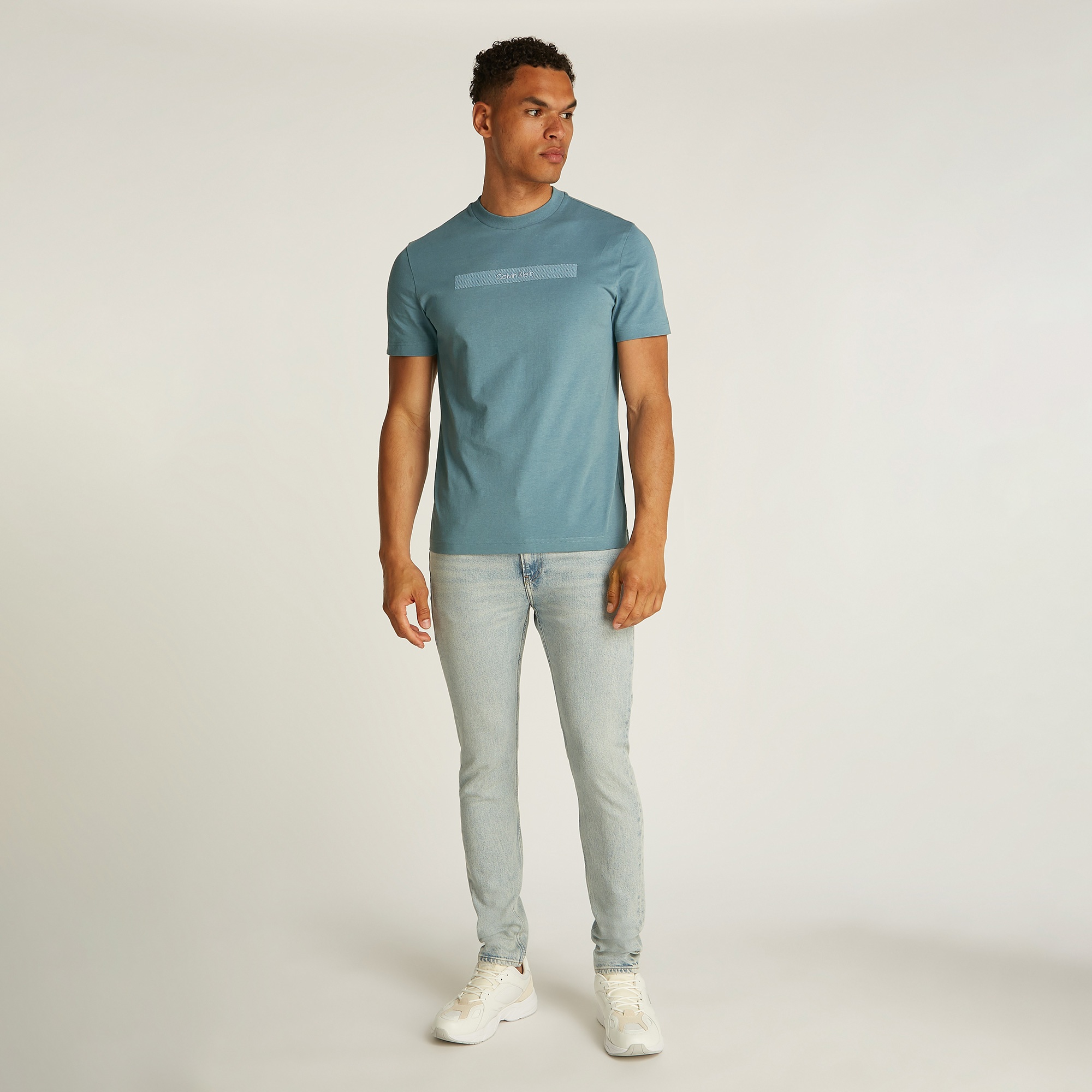 Calvin Klein Structured Embroidery Erkek Mavi T-Shirt