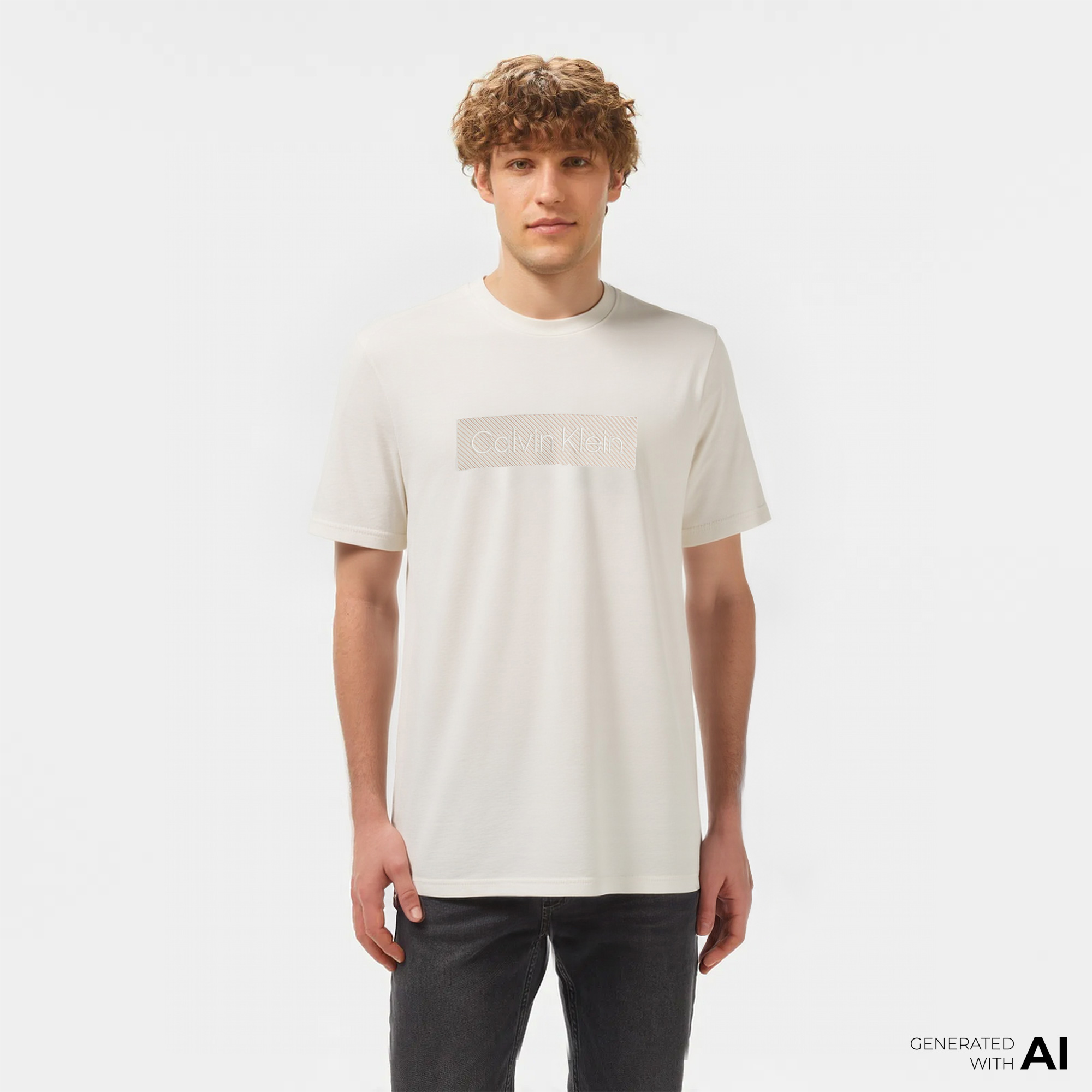  Calvin Klein Erkek Beyaz T-Shirt