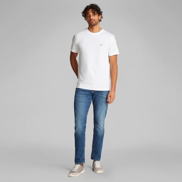  Calvin Klein Woven Label Regular Erkek Beyaz T-Shirt