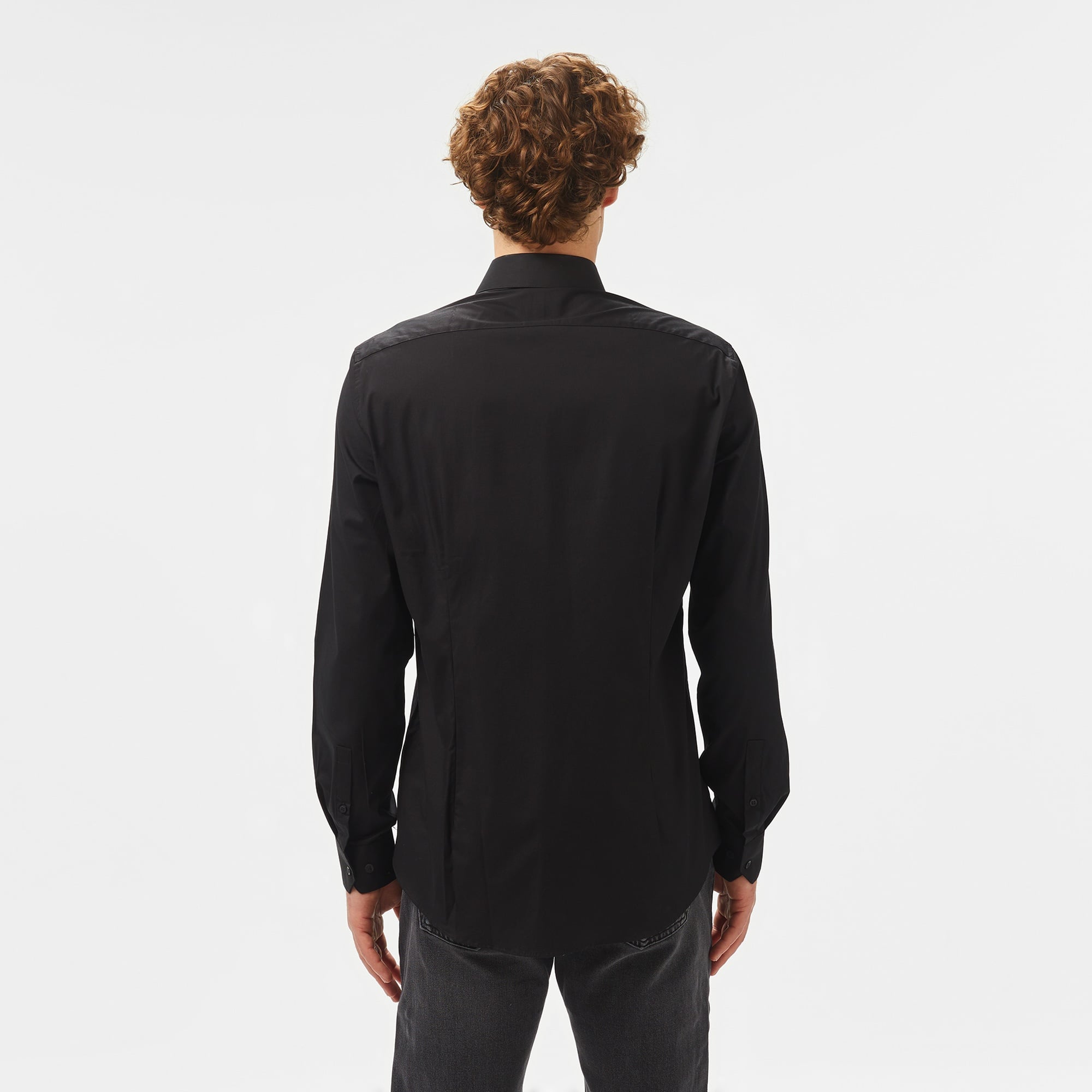 Calvin Klein Poplin Stretch Regular Erkek Siyah Gömlek