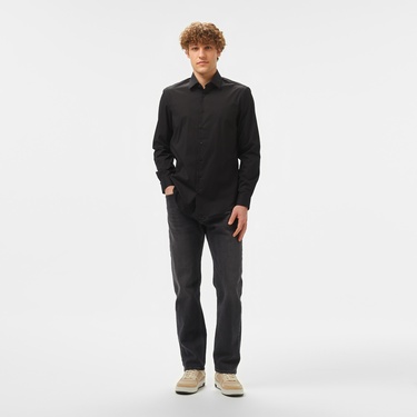  Calvin Klein Poplin Stretch Regular Erkek Siyah Gömlek