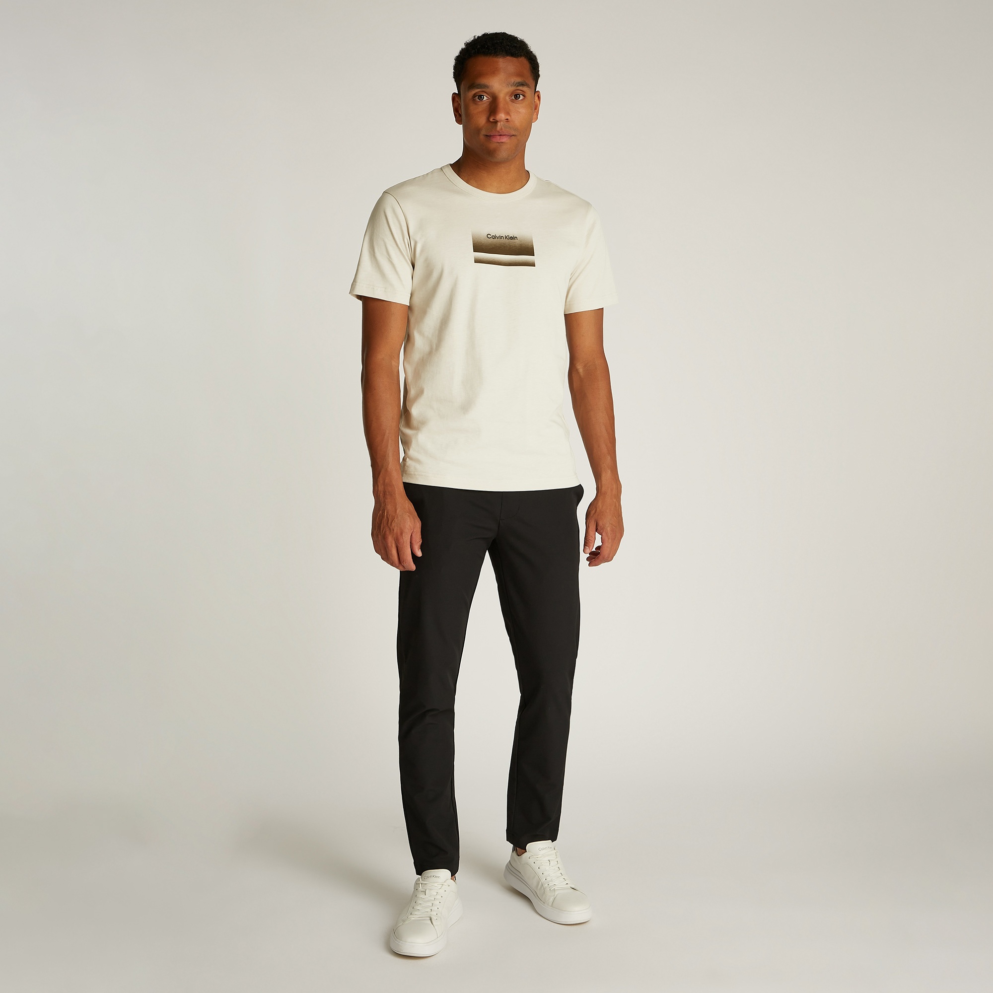 Calvin Klein Gradient Logo Erkek Krem Rengi T-Shirt