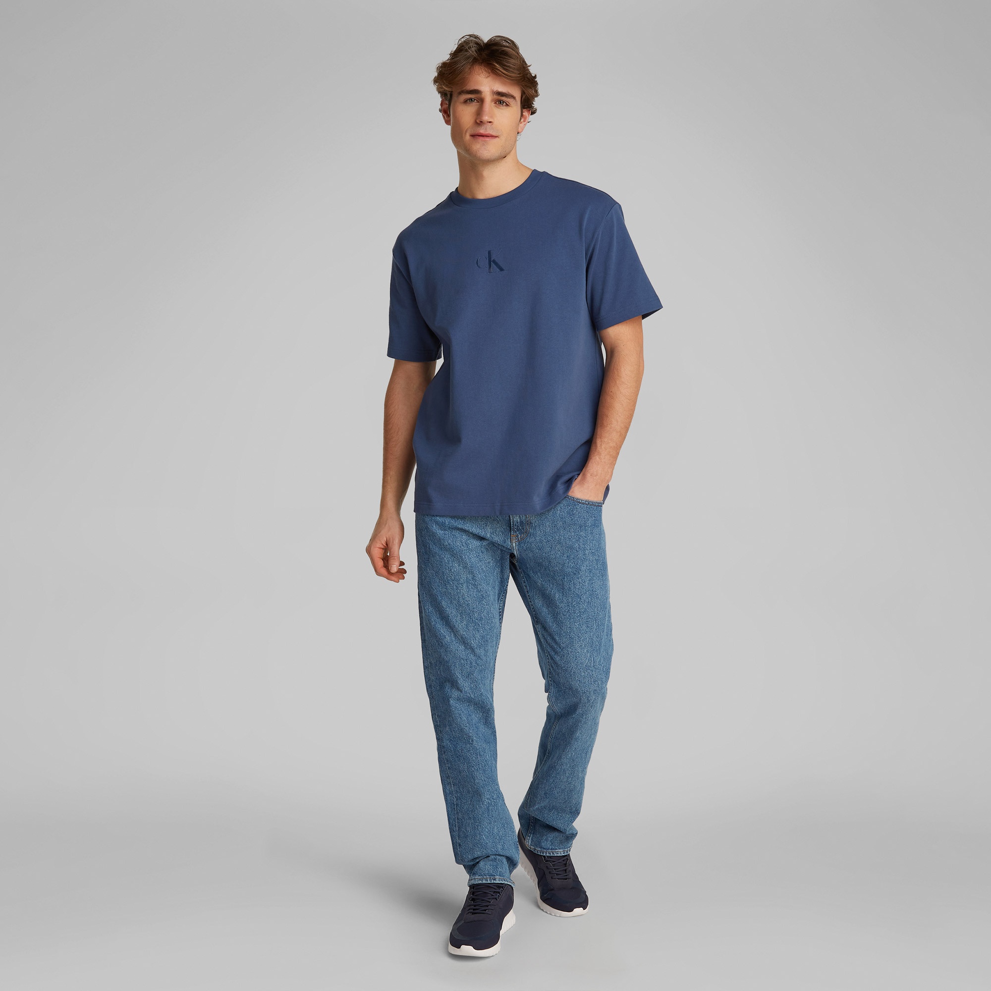 Calvin Klein Rel Liquid Monologo Erkek Mavi T-Shirt