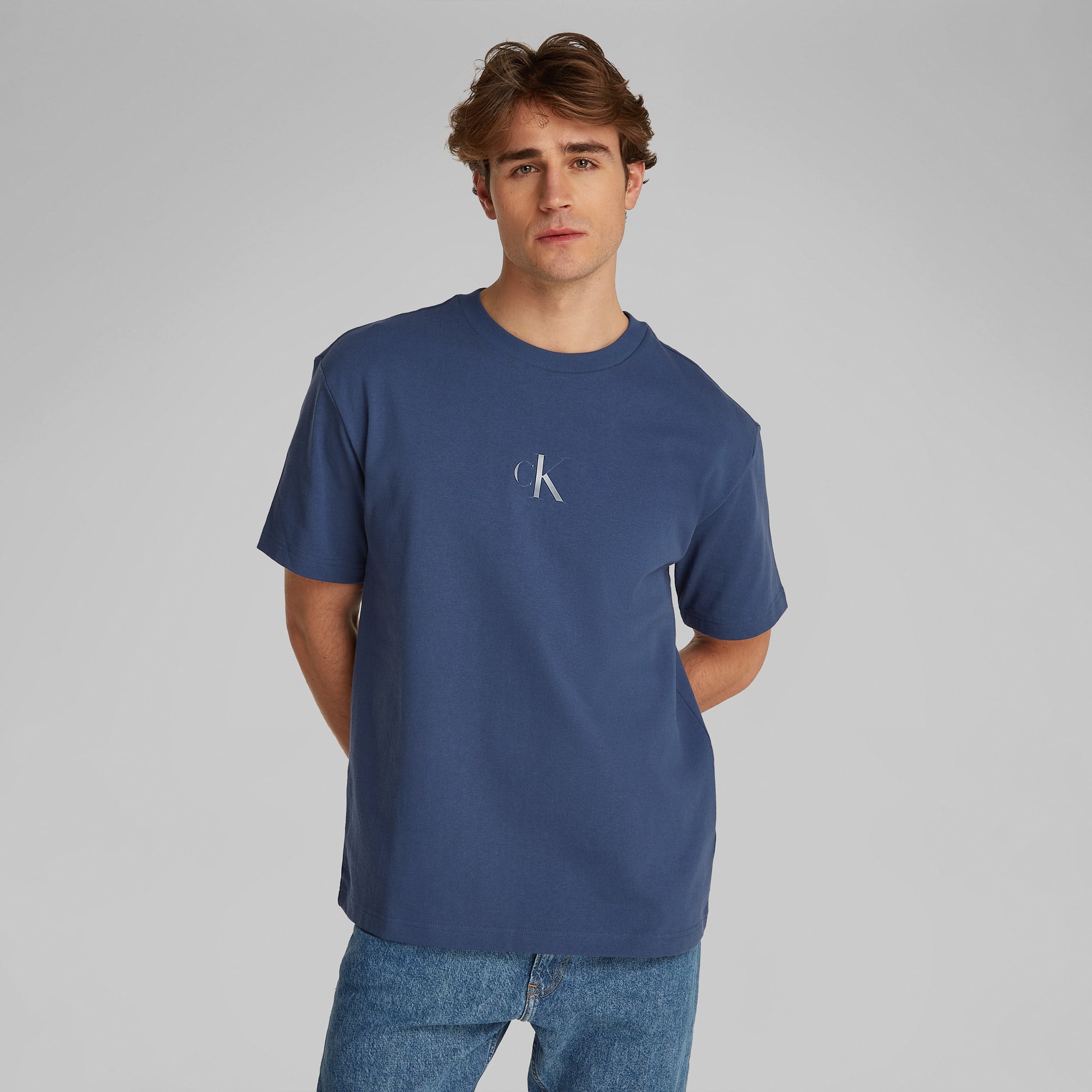  Calvin Klein Rel Liquid Monologo Erkek Mavi T-Shirt