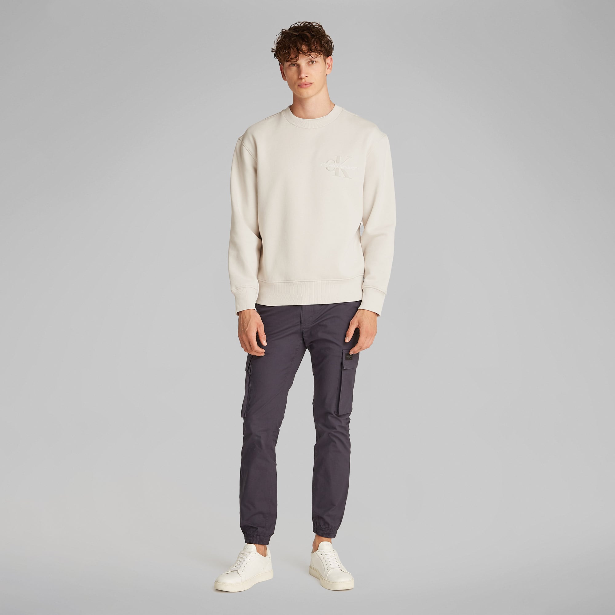 Calvin Klein Monologo Erkek Bej Sweatshirt