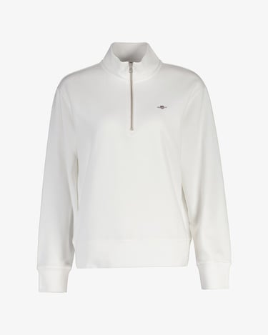  GANT Kadın Beyaz Relaxed Fit Yarım Fermuarlı Sweatshirt