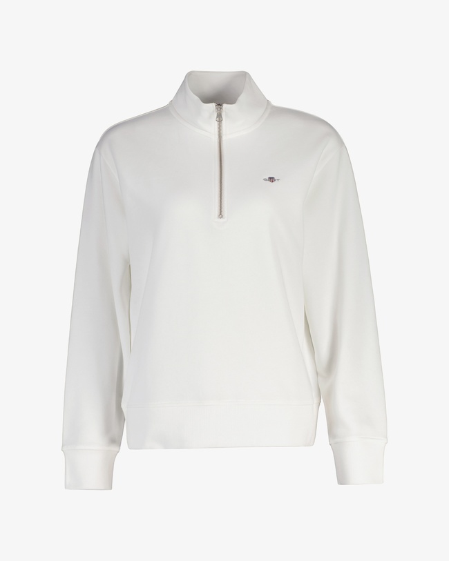  GANT Kadın Beyaz Relaxed Fit Yarım Fermuarlı Sweatshirt