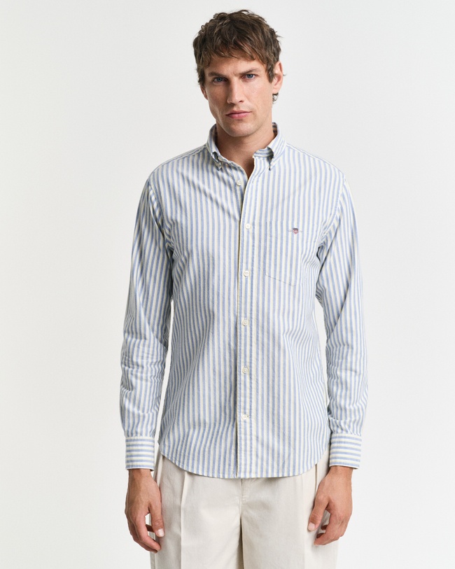  GANT Erkek Mavi Regular Fit Çizgili Gömlek