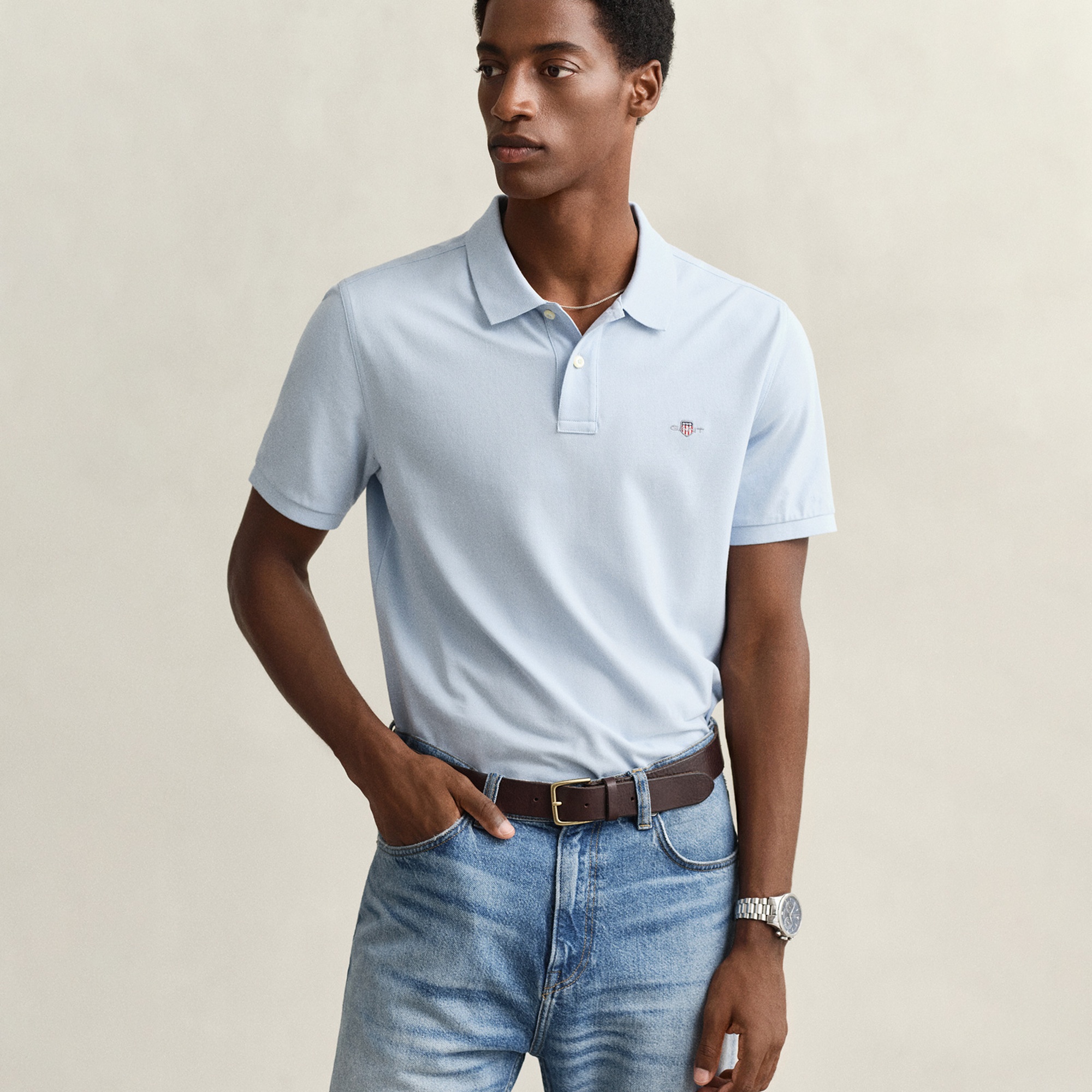 GANT Erkek Mavi Regular Fit Düğmeli Polo Yaka T-Shirt