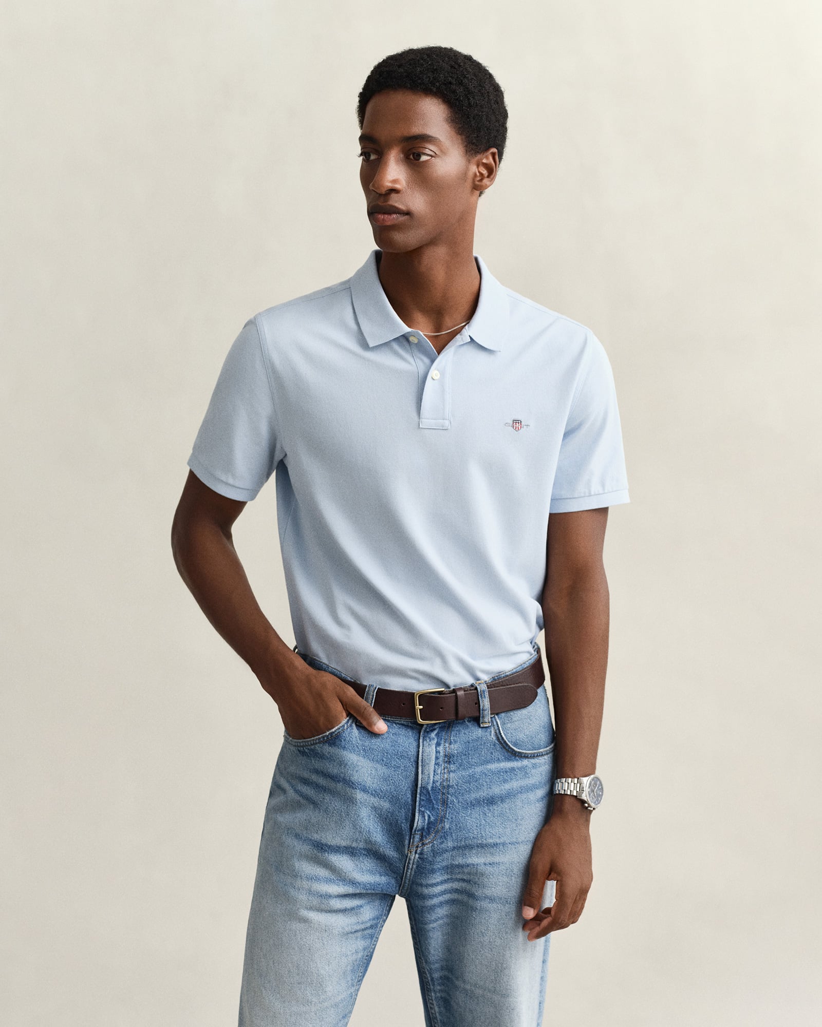  GANT Erkek Mavi Regular Fit Düğmeli Yaka Polo T-Shirt