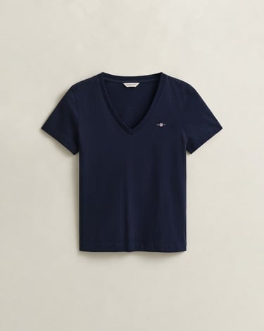  GANT Kadın Mavi V Yaka Regular Fit T-Shirt