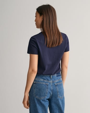  GANT Kadın Mavi V Yaka Regular Fit T-Shirt