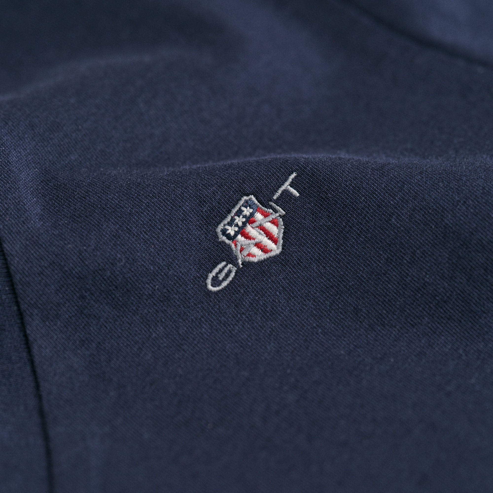 GANT Kadın Mavi V Yaka Regular Fit Logolu T-Shirt