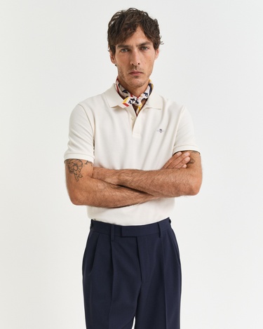  GANT Erkek Krem Regular Fit Düğmeli Yaka Polo T-Shirt