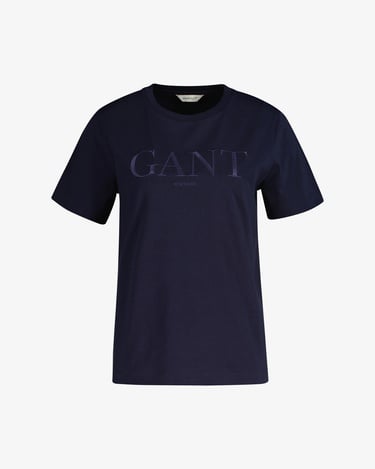  GANT Kadın Mavi Bisiklet Yaka Regular Fit T-Shirt