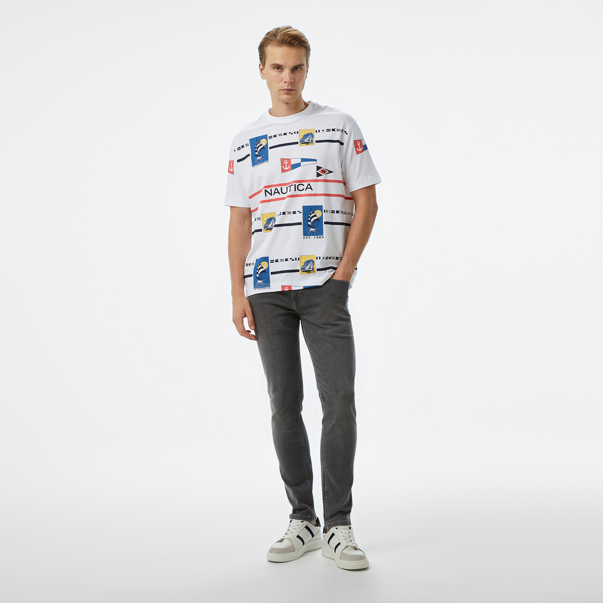  Nautica Erkek Gri Slim Fit Pantolon