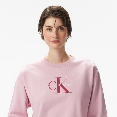  Calvin Klein Monologo French Terry Kadın Pembe Sweatshirt