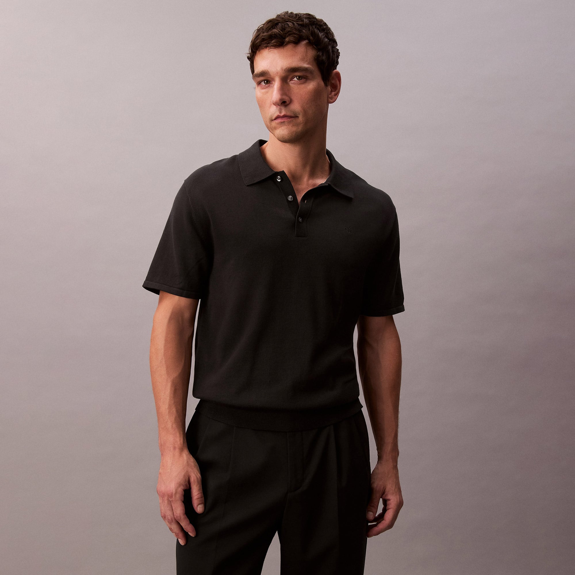  Calvin Klein Supima Polo Erkek Siyah Triko