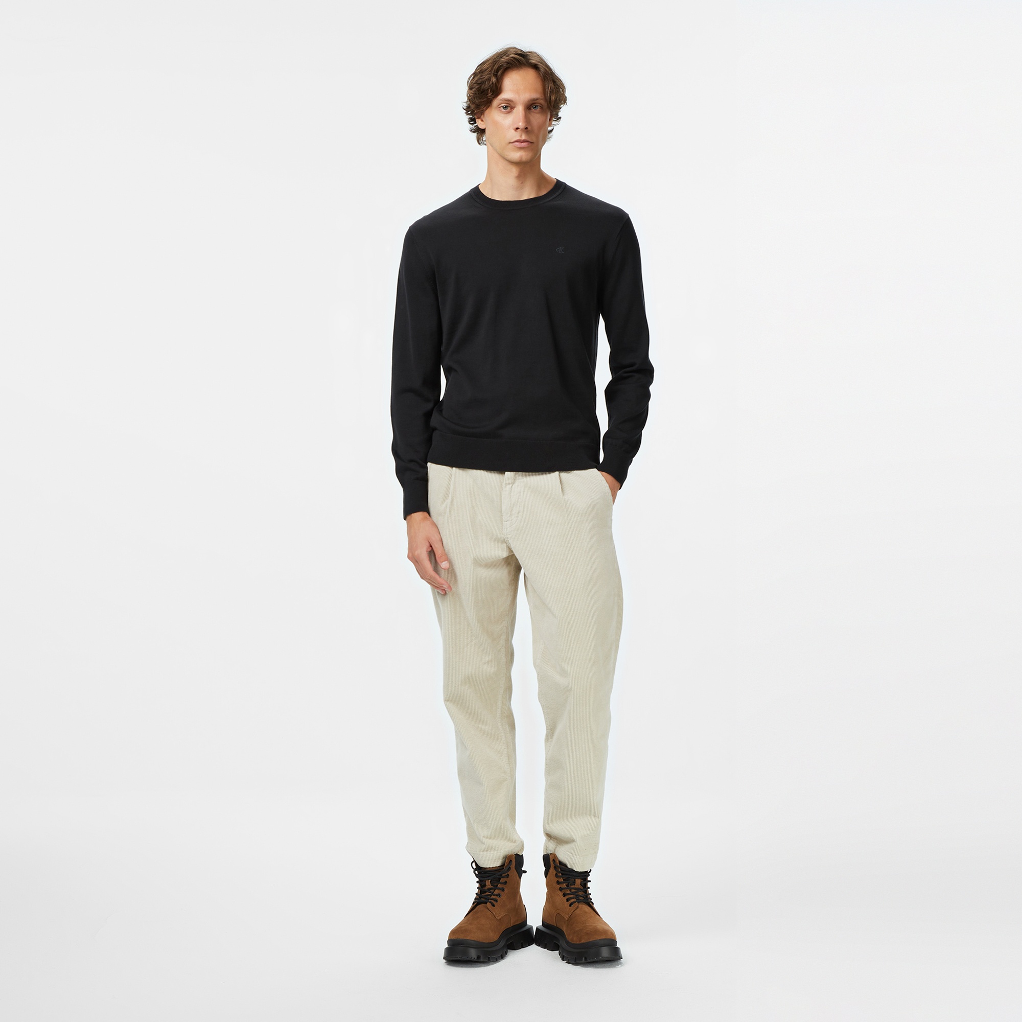 Calvin Klein Supima Cotton Crew Erkek Siyah Triko