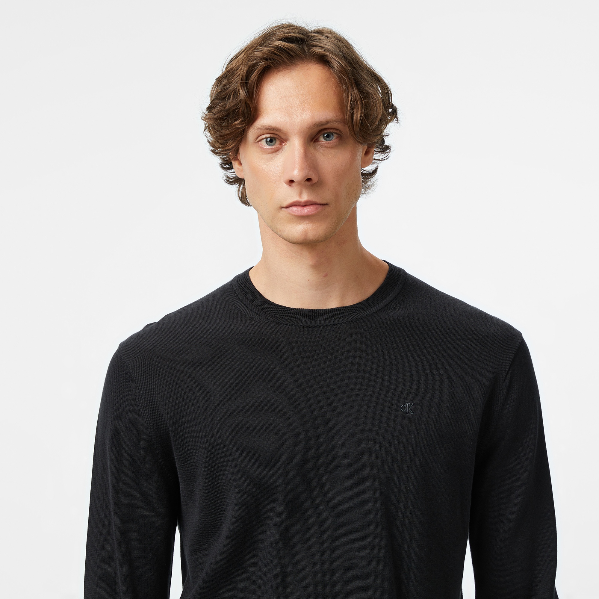 Calvin Klein Supima Cotton Crew Erkek Siyah Triko