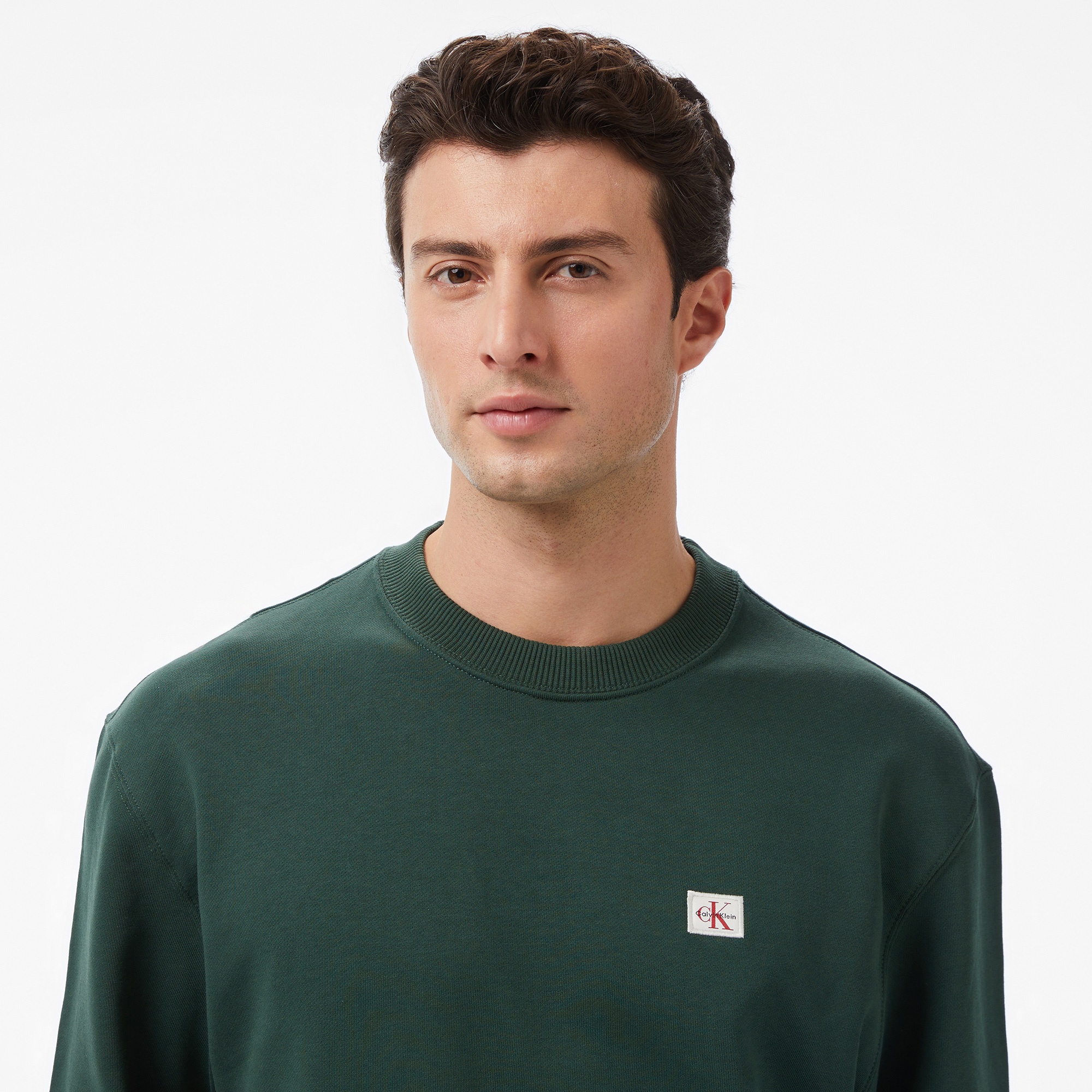 Calvin Klein Terry Badge Erkek Yeşil Sweatshirt