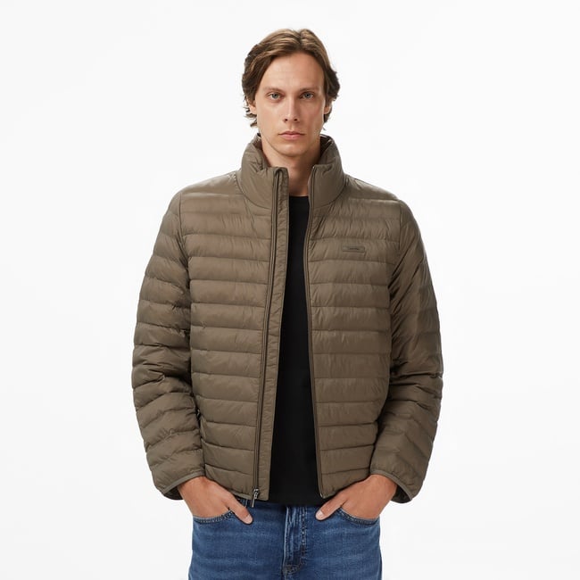  Calvin Klein Nylon Channeled Puffer Erkek Haki Mont