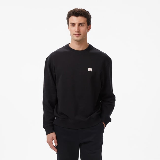  Calvin Klein Terry Badge Erkek Siyah Sweatshirt