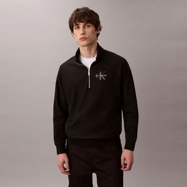  Calvin Klein Premium Terry Micro Monologo Erkek Siyah Sweatshirt