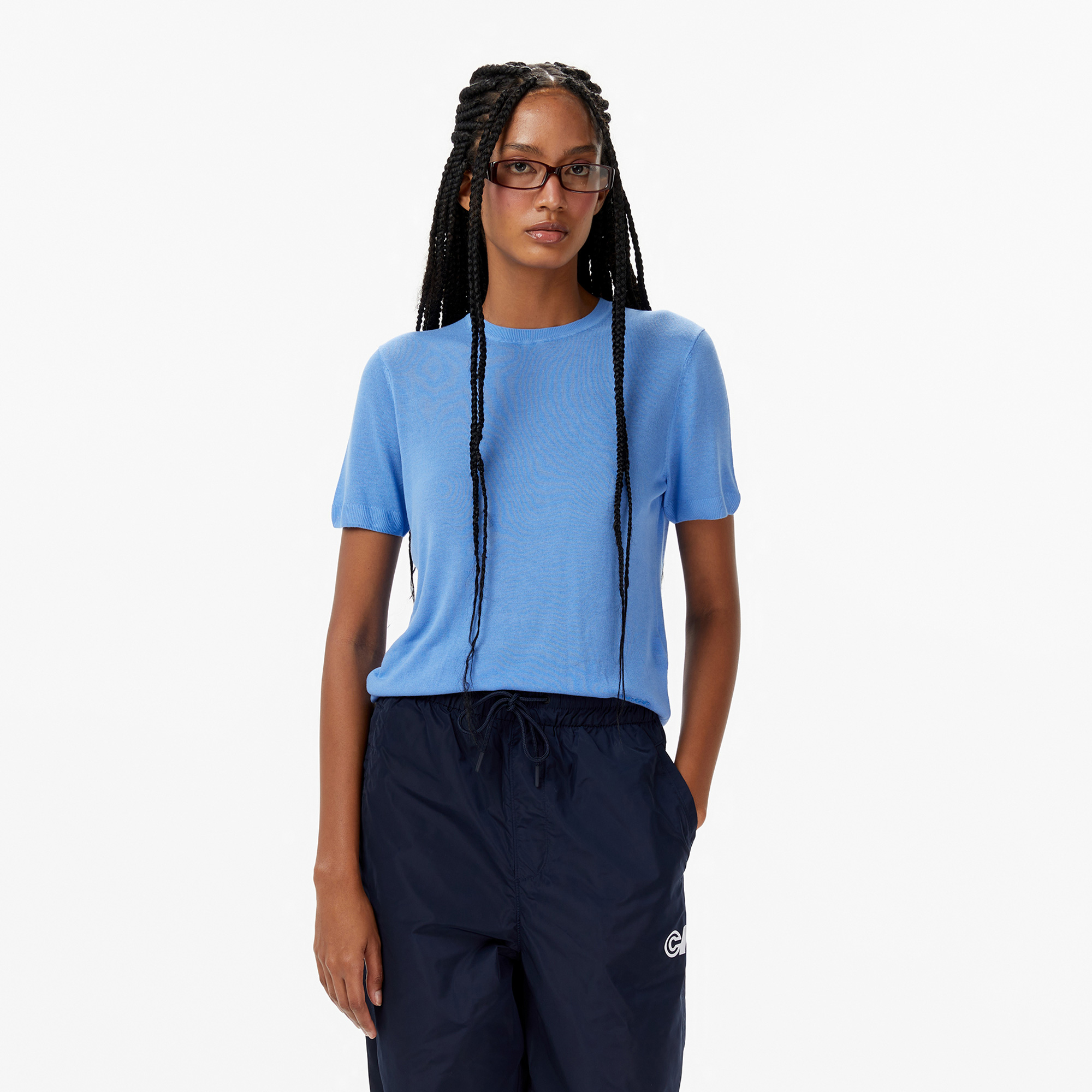  Calvin Klein Fine Gauge Viscose Tank Kadın Mavi Triko