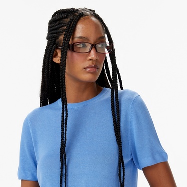  Calvin Klein Fine Gauge Viscose Tank Kadın Mavi Triko