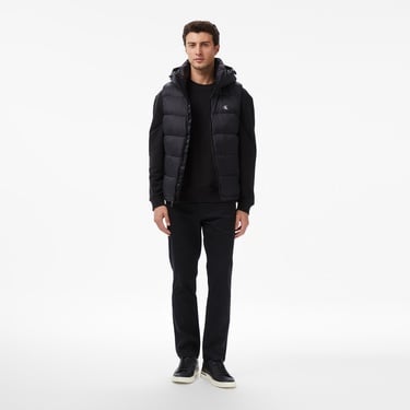  Calvin Klein Nylon Zip Off Hood Down Puf Erkek Siyah Yelek