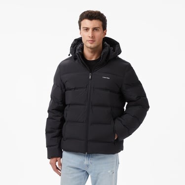  Calvin Klein Quilted Bonded Channel Erkek Siyah Mont