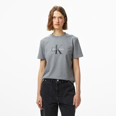  Calvin Klein Hero Classic Monologo Kadın Gri T-Shirt