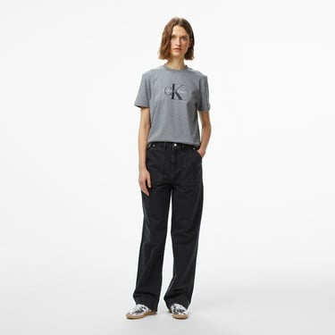  Calvin Klein Hero Classic Monologo Kadın Gri T-Shirt