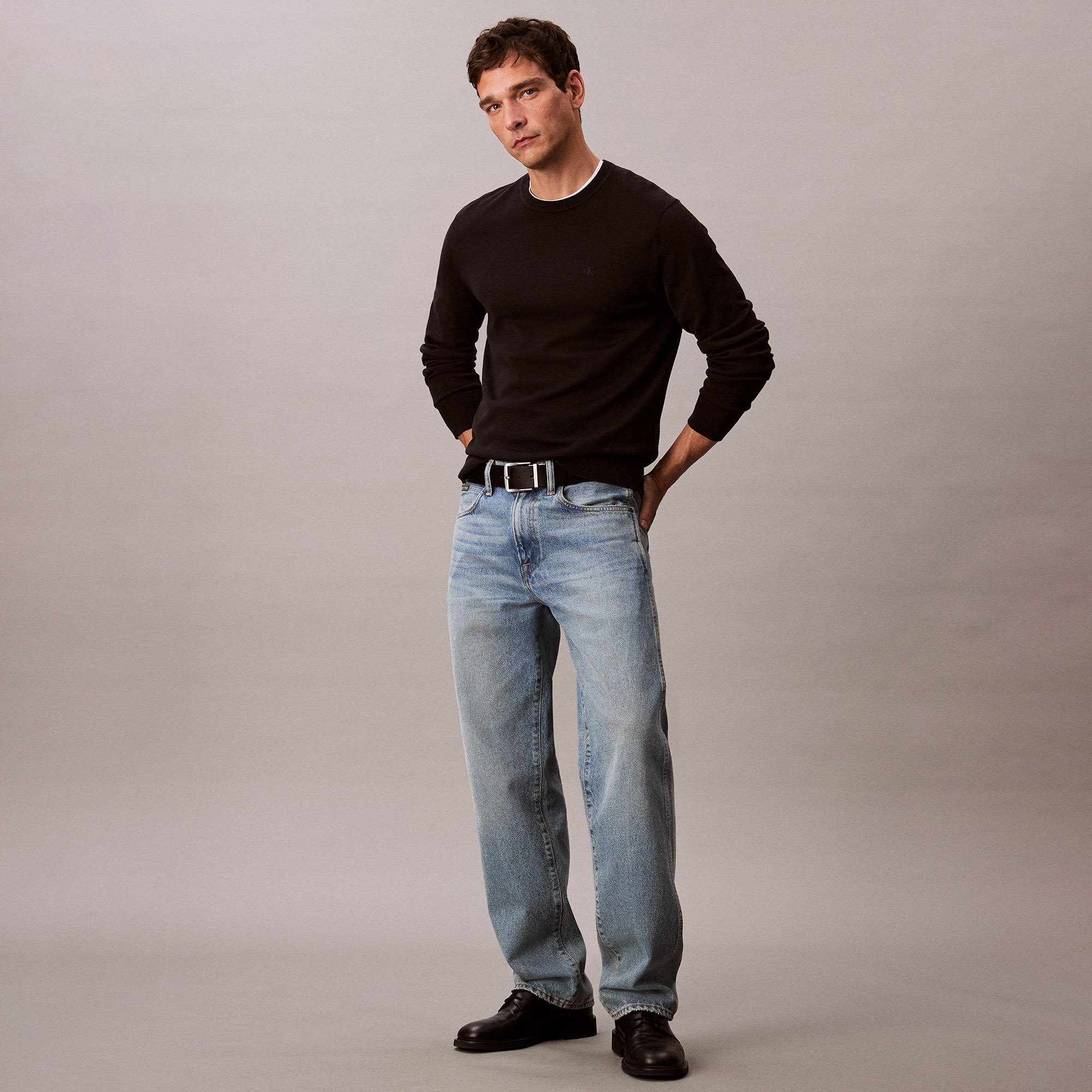 Calvin Klein Supima Cotton Crew Erkek Siyah Triko