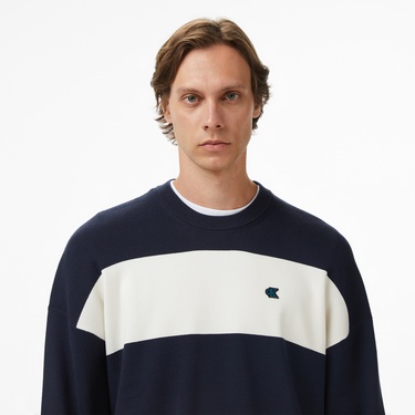 Calvin Klein Striped Snowy Relaxed Crew Erkek Renkli Triko